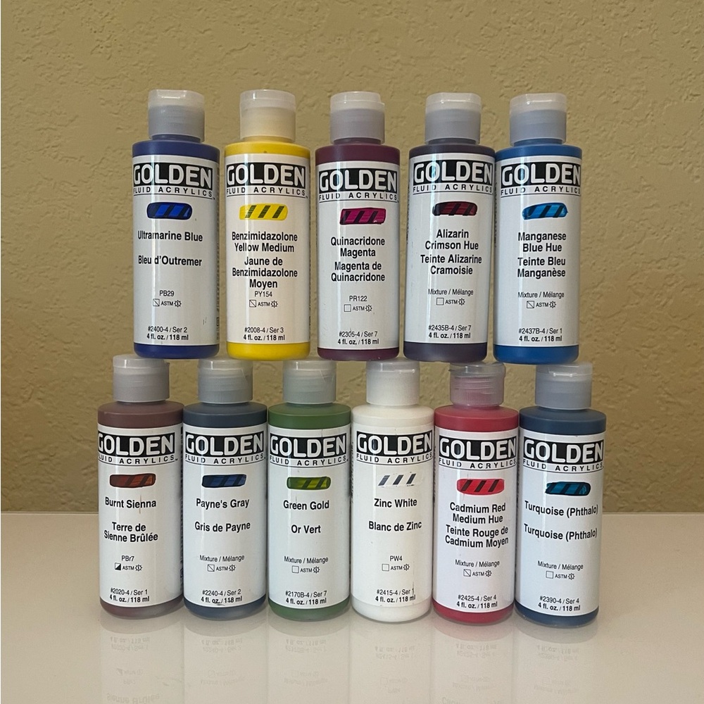 GOLDEN Artist Colors: Fluid Acrylics Paint Bundle - Flow